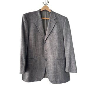Corneliani Mens Gray Herringbone Wool Blazer Jacket Made In Italy Size 46L